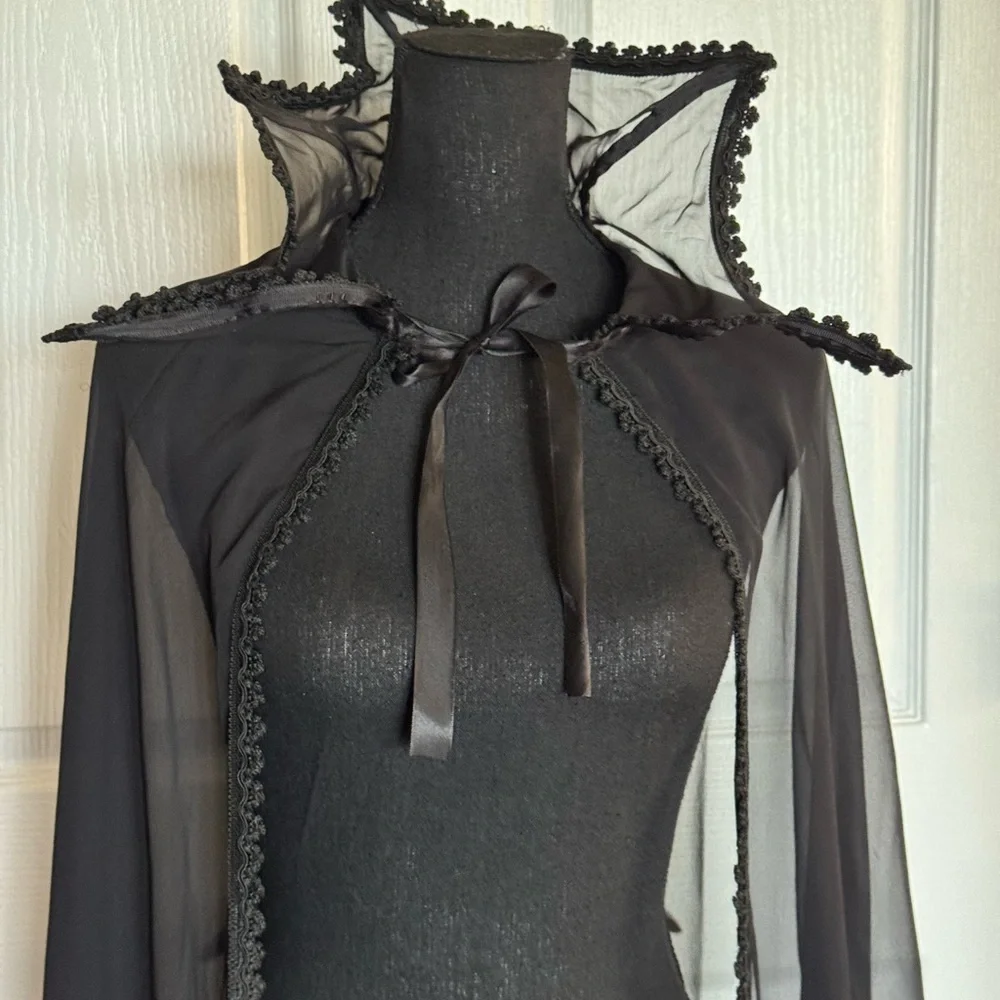 Spirt Halloween Black Vampire‎ Costume Sheer Cape - Picture 3 of 10
